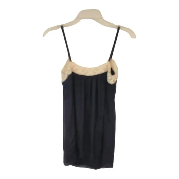 Milly of New York Y2K 100% Silk  Babydoll Layered Lace Cami Swing Top Sz 4 Navy - Picture 2 of 14